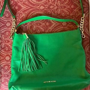 Michael Kors Green Leather Weston Shoulder Bag